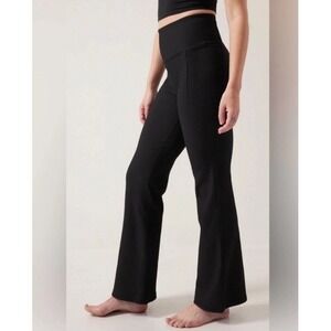 Athleta Salutation Stash Rib Flare Black Pants Ribbed Textured  Lounge XS NEW